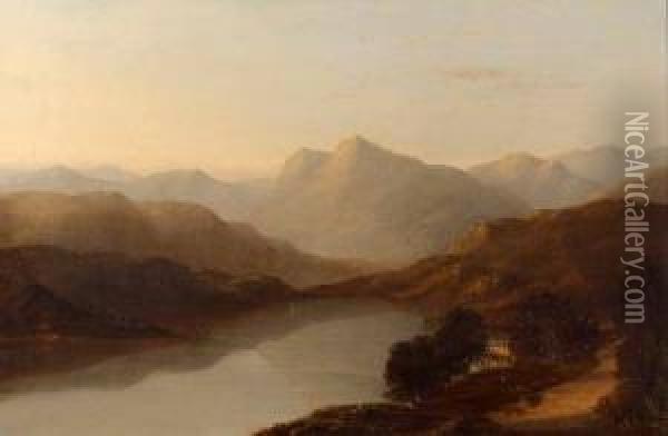 Langdale Pikes Oil Painting - James Poole