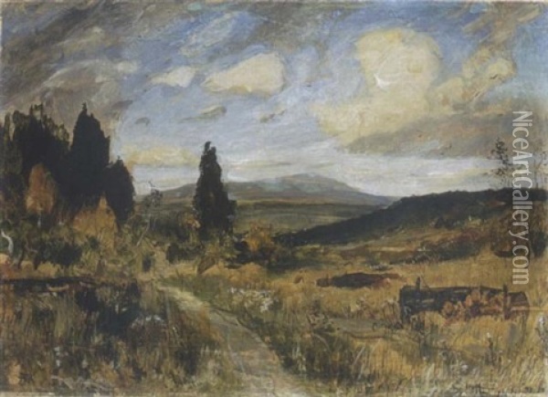 Sudliche Landschaft Oil Painting - Franz Hoffmann-Fallersleben