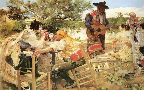 Escena valenciana (Valencian Scene) Oil Painting - Joaquin Sorolla Y Bastida