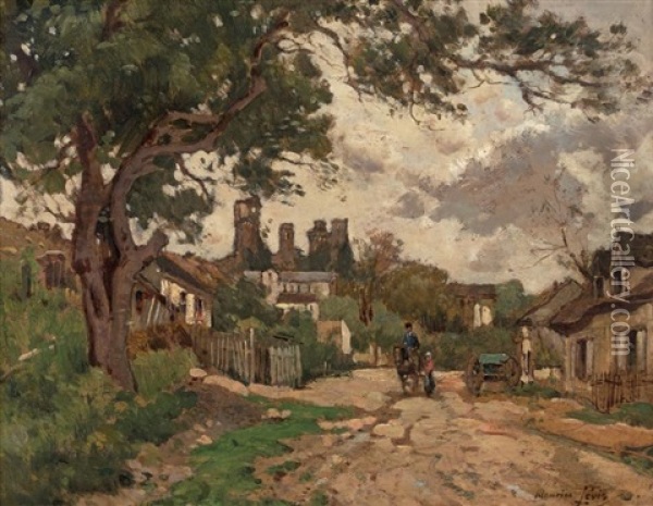 Entree Du Village De Herisson Oil Painting - Maurice Levis