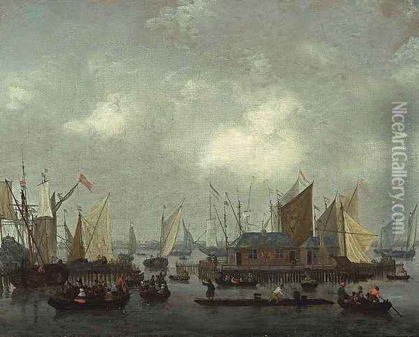 Amsterdam- Shipping on the Ij Oil Painting - Reiner Nooms (Zeeman)