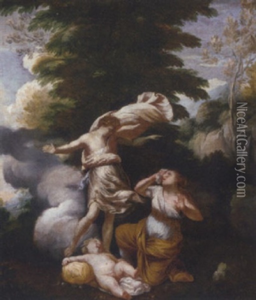 Hagar And The Angel Oil Painting - Nicolas Poussin