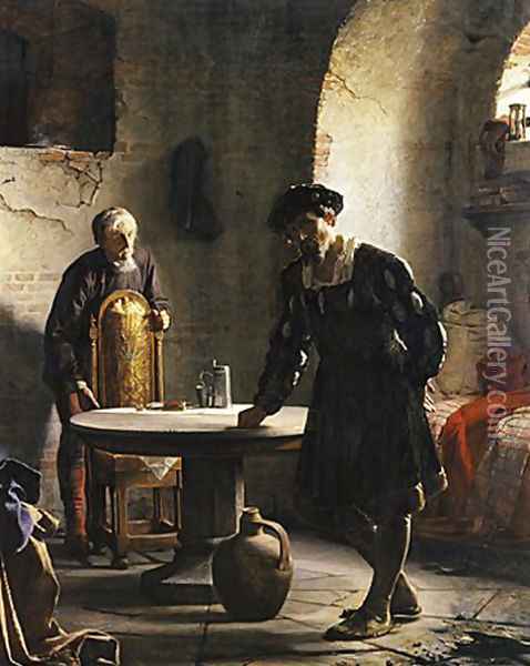 The Imprisoned Danish King Christian II Oil Painting - Carl Heinrich Bloch