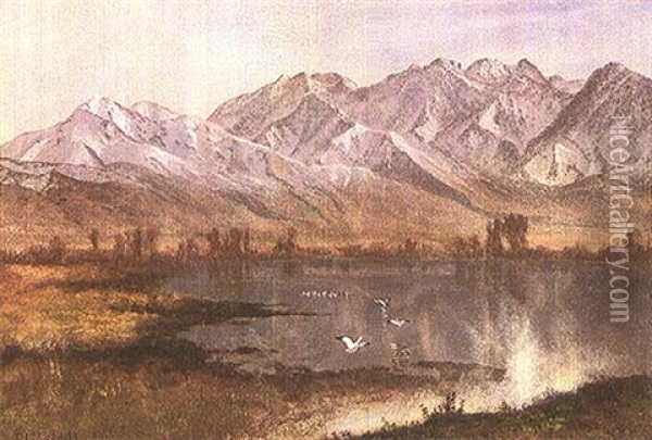 Wasatch Mountains, Utah Oil Painting - Albert Bierstadt