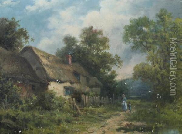 An English Lane Oil Painting - James Northcote