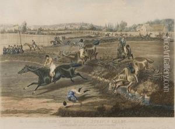 The Last Grand Steeple Chase Which Took Place At The Hippodrome Racecourse, Kensington Oil Painting - Henry Thomas Alken