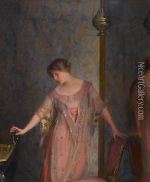 Rose And Blue Oil Painting - William Macgregor Paxton