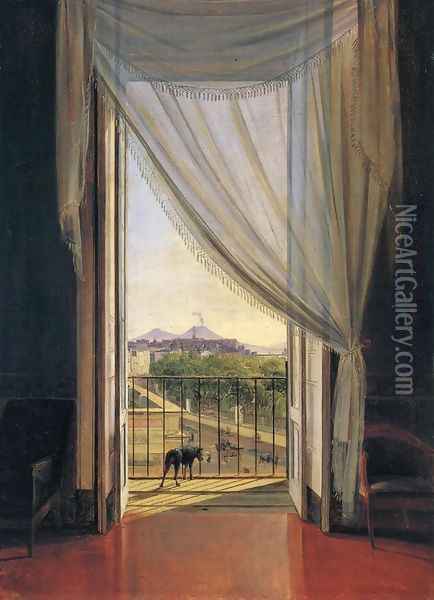 View of Naples through a Window Oil Painting - Franz Ludwig Catel