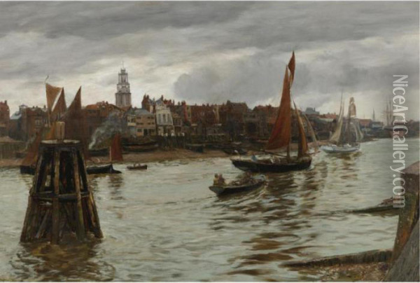 Limehouse Reach Oil Painting - Charles Napier Hemy