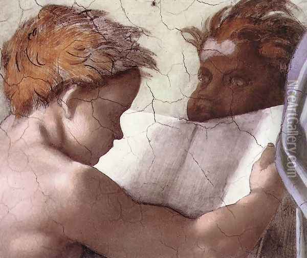 The Delphic Sibyl (detail-2) 1509 Oil Painting - Michelangelo Buonarroti
