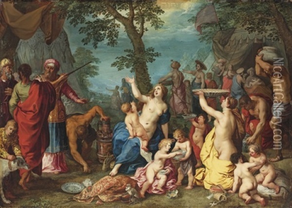 The Gathering Of Manna Oil Painting - Hendrik van Balen the Elder