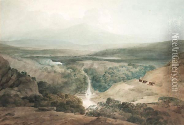 Distant View Of Mount Snowdon Oil Painting - William Pearson