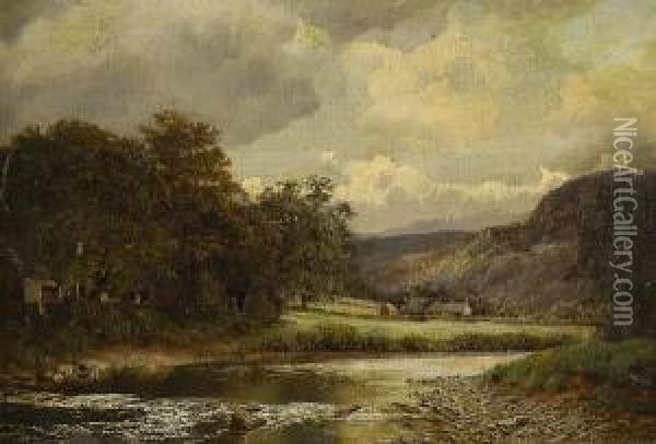 River Landscape Oil Painting - Isaac Cooke