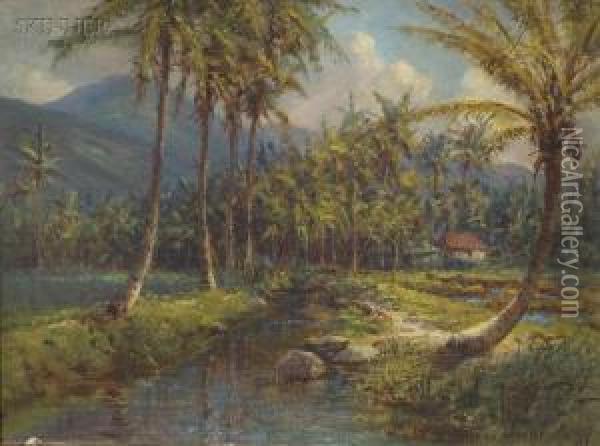 Hawaiian View Oil Painting - David Howard Hitchcock