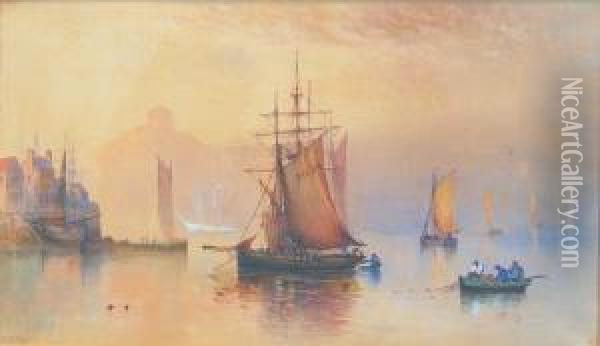A Misty Morning On The Castlewater, Plymouth Oil Painting - Harry Williams