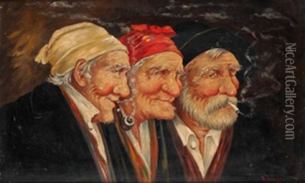 Tres Cabezas De Anicanos Oil Painting - Roman Arregui