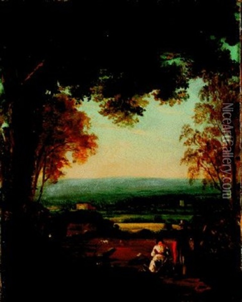 Paar In Der Landscaft Oil Painting - George Hilditch