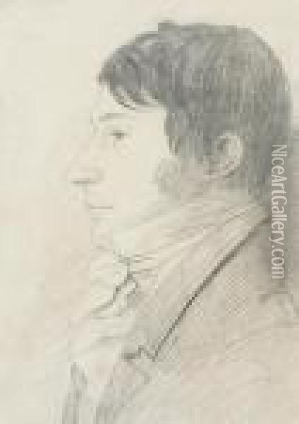 Profile Portrait Of John Girtin ; And Portrait Study Of A Gentleman Oil Painting - John Varley