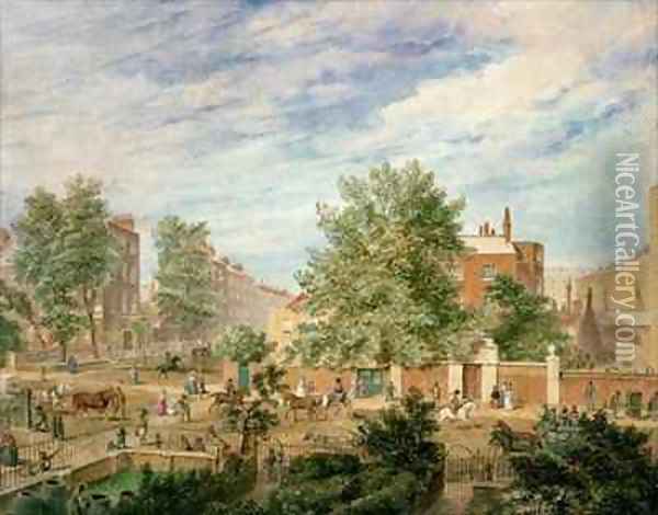 Marylebone Road at the Junction with Lisson Grove Showing the Philological School in Summer Oil Painting - T. Paul Fisher