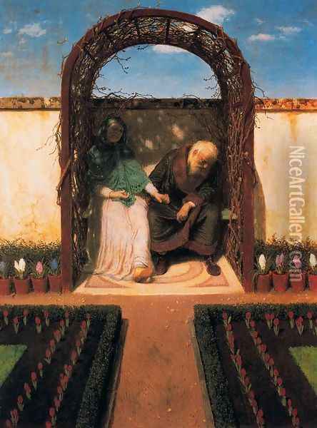 Under the alcove Oil Painting - Arnold Bocklin