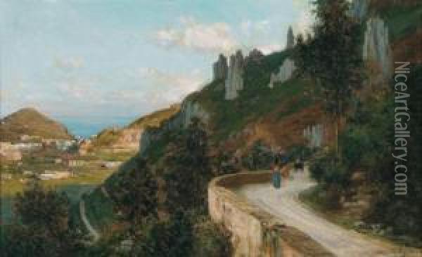 Scene From Capri Oil Painting - Bernard Hay