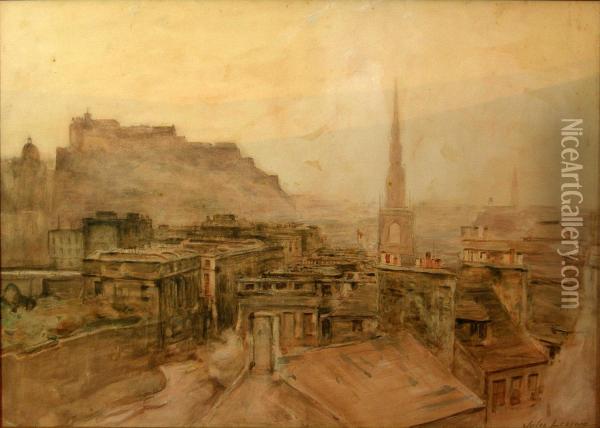 View Of Edinburgh Oil Painting - Jules Lessore