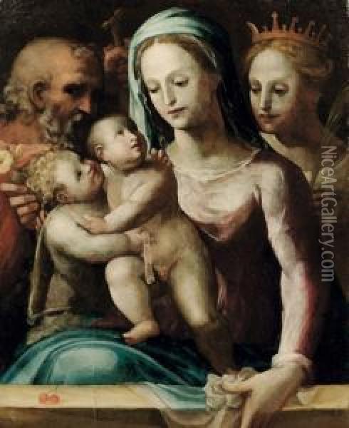 Sacra Famiglia Con San Giovannino E Santa Caterina Oil Painting - Bartolomeo Neroni