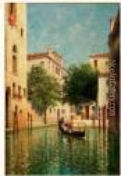 Ombrelle Rouge A Venise Oil Painting - Charles Clement Calderon