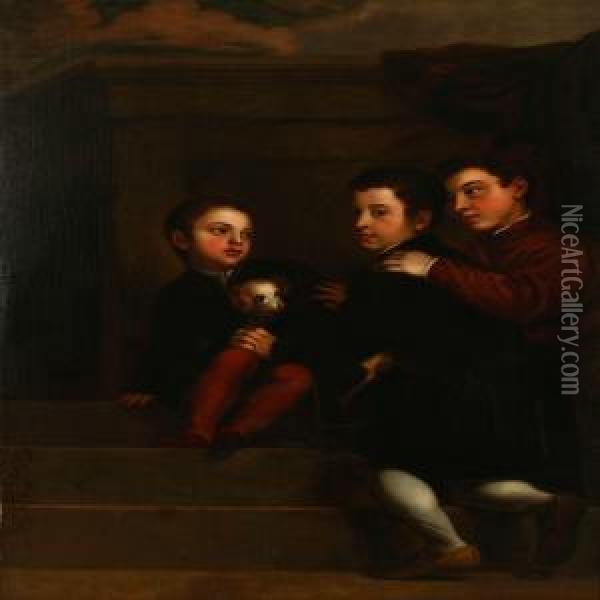 The Vendramin Family Venerating A Relic Of The Truecross Oil Painting - Tiziano Vecellio (Titian)