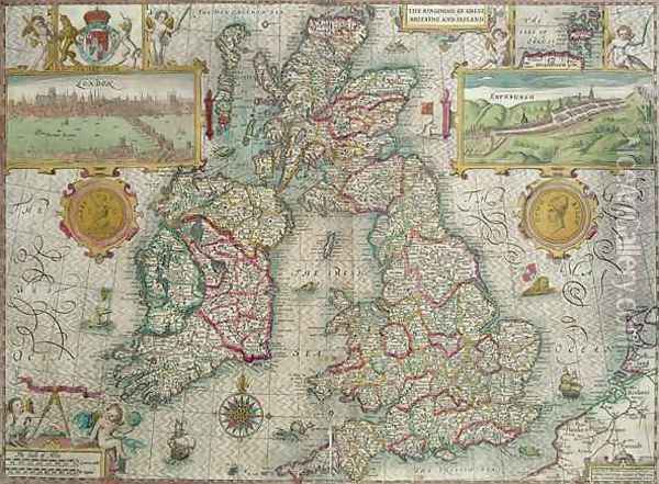 Map of the Kingdom of Great Britain and Ireland Oil Painting - Jodocus Hondius