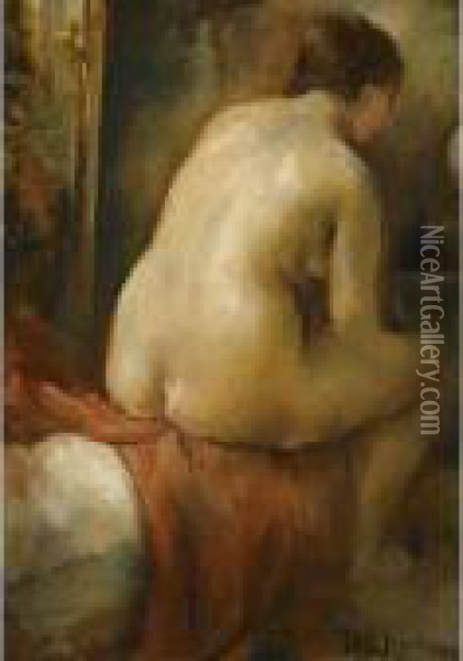 Seated Nude Oil Painting - Vera Rockline
