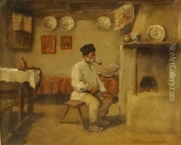 Near The Hearth Oil Painting - Ludovic Bassarab