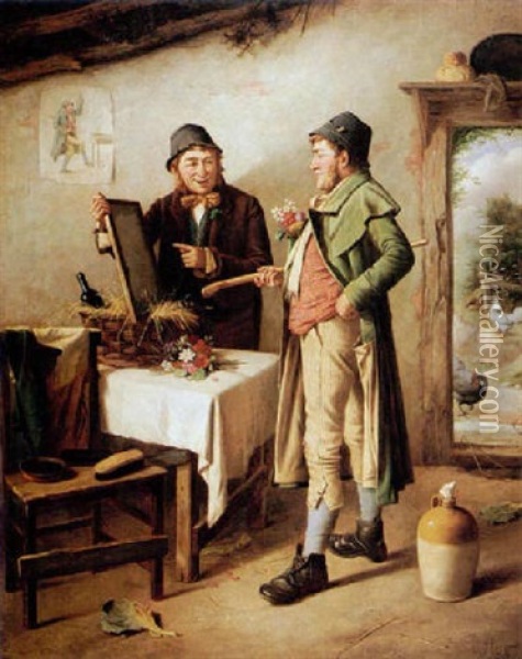 The Reflection Oil Painting - Charles Hunt the Younger