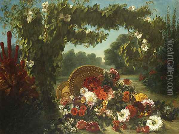Basket of Flowers 1848 Oil Painting - Eugene Delacroix