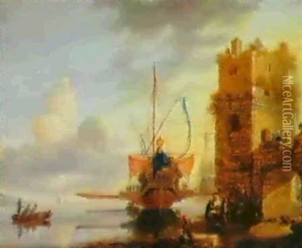 Gallion Dans Le Port De Messine Oil Painting - Bonaventura Peeters the Younger