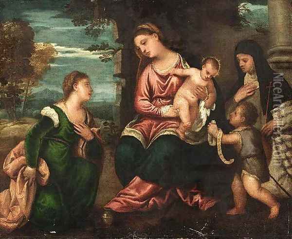 Madonna and Child with Saints 2 Oil Painting - Polidoro Lanzani (see Polidoro Da Lanciano)