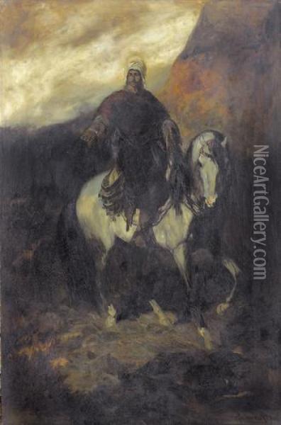 Orientale Zu Pferd. Oil Painting - Otto V. Faber De Faur