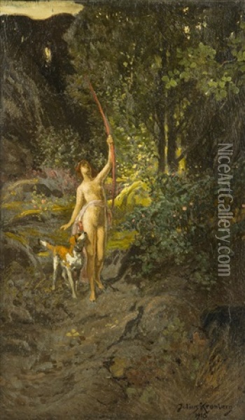 Diana Oil Painting - Julius Johann Ferdinand Kronberg