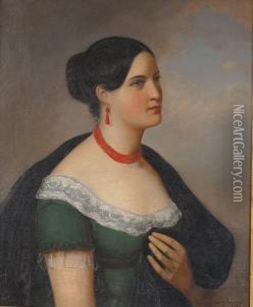 Portrait Of A Lady Oil Painting - Theodoros Vryzakis