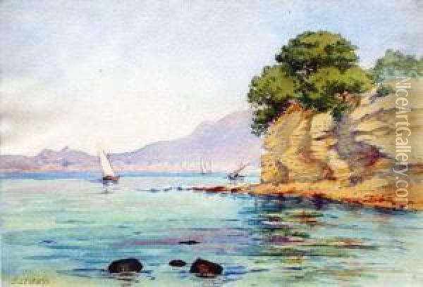 Baie De Villefranche Vue Du Cap Ferrat Oil Painting - Ernest Louis Lessieux