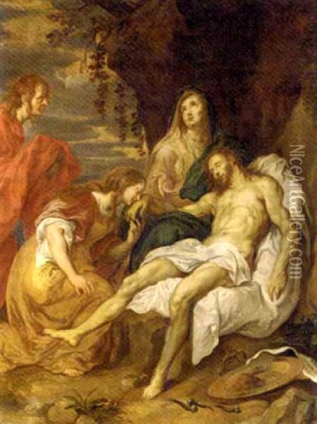 The Lamentation (after Sir Anthony Van Dyck) Oil Painting - Pieter Pauwel Thys