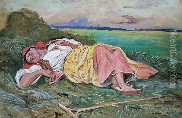 Odpoczynek Oil Painting - Wincenty Wodzinowski