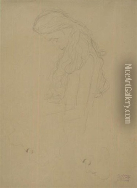 Frauenkopf Im Profil Oil Painting - Gustav Klimt