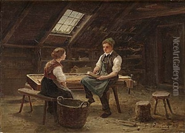Vid Snickarbanken Oil Painting - Bengt Nordenberg