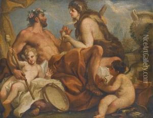 Hercules And Omphale Oil Painting - Antonio Balestra
