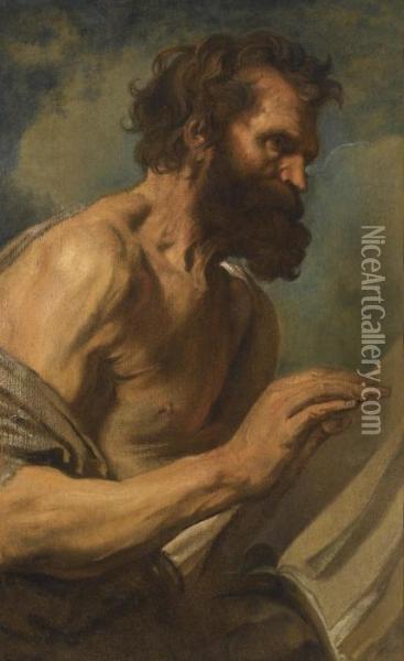 Study Of A Bearded Man With Hands Raised Oil Painting - Sir Anthony Van Dyck