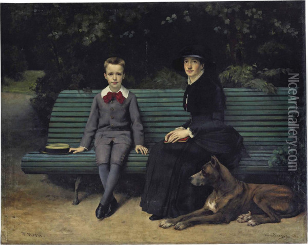 Madame Memessiere Et Son Fils Oil Painting - Joseph Paul Mesle
