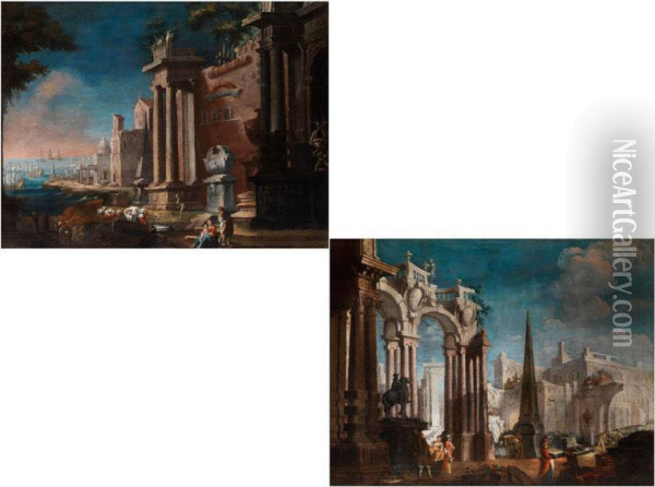 Romische Architekturcapricci Oil Painting - Pietro Paltronieri Il Mirandolese
