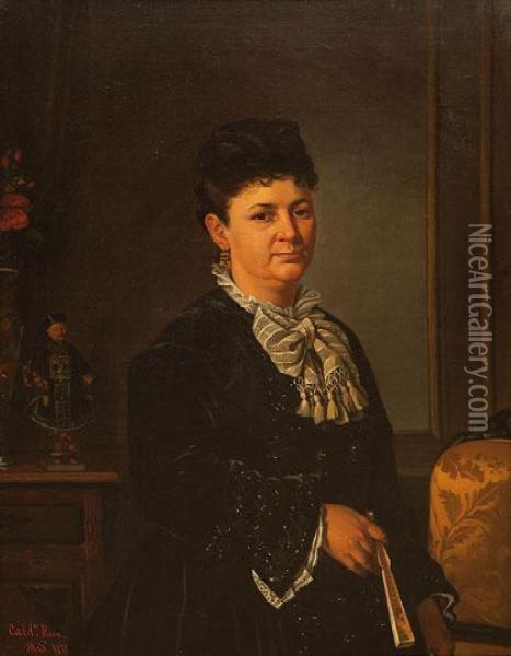 Retrato De Dama Con Abanico Oil Painting - Alfonso Calderon Roca