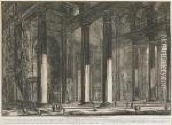 Veduta Interna Del Pronao Del 
Panteon, From Veduta Di Roma (we. 215; H. 82; F. 762), 1769 Oil Painting - Giovanni Battista Piranesi